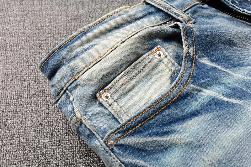 Rts For 825 Dropshipping high street tapered wholesale mens ripped jeans