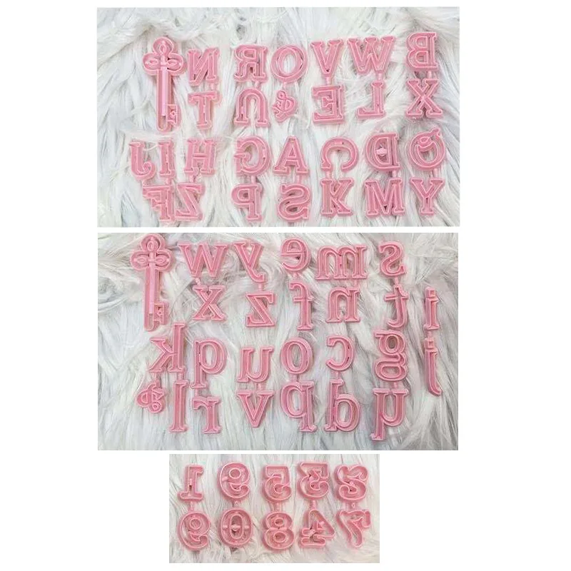 
28PCS English Letter Upper and Lower Case Plastic Biscuit Moulding Mould Number Chocolate Cake Fondant Cutting Mould Accessories 