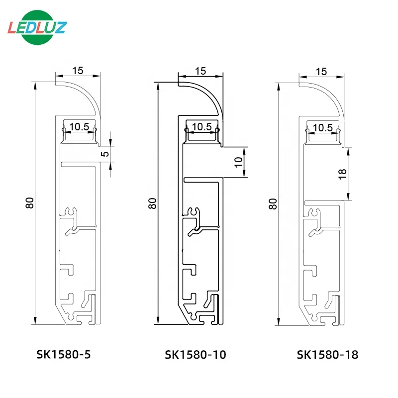 SK1580 Surface Mounted LED Skirting Lighting LED Aluminum Strip Profiles With PC Opal Diffuser