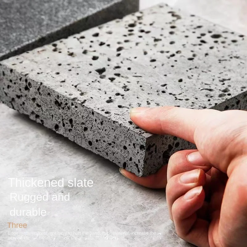 Modern Design Volcanic Rock Plate BBQ Insulation Slate Volcanic Stone Fried Steak Black Hole Stone Heating Plate Split Surface