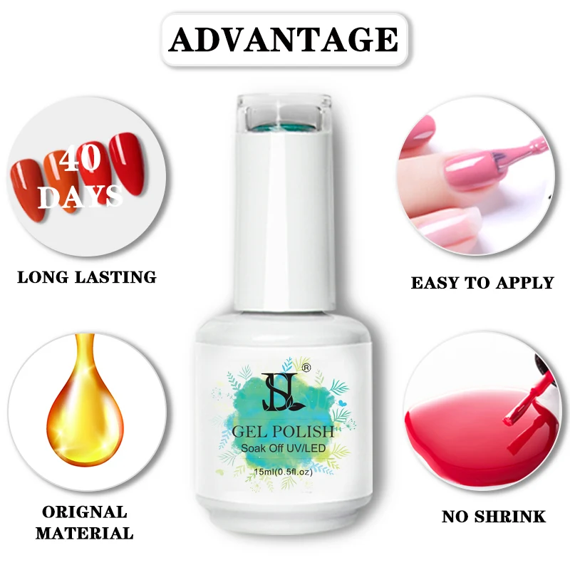 HS Nail Art Manicure DIY Salon 8 Colors Nude 15ML Soak Off Uv Gel Nail Polish Set