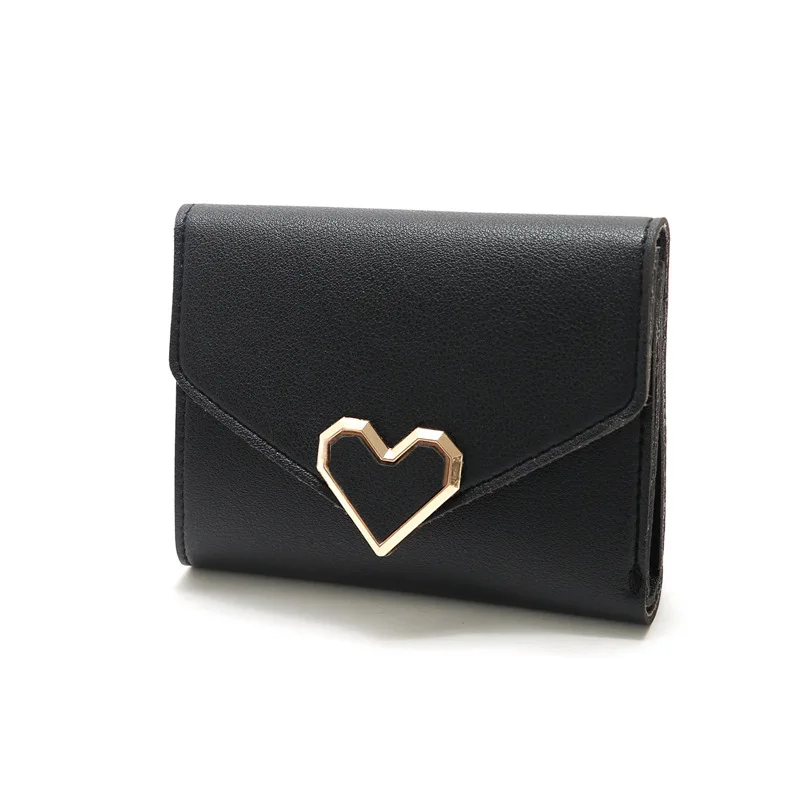 Cheap promotion vegetable leather wallet nice design heart shaped purse new ladies short wallet