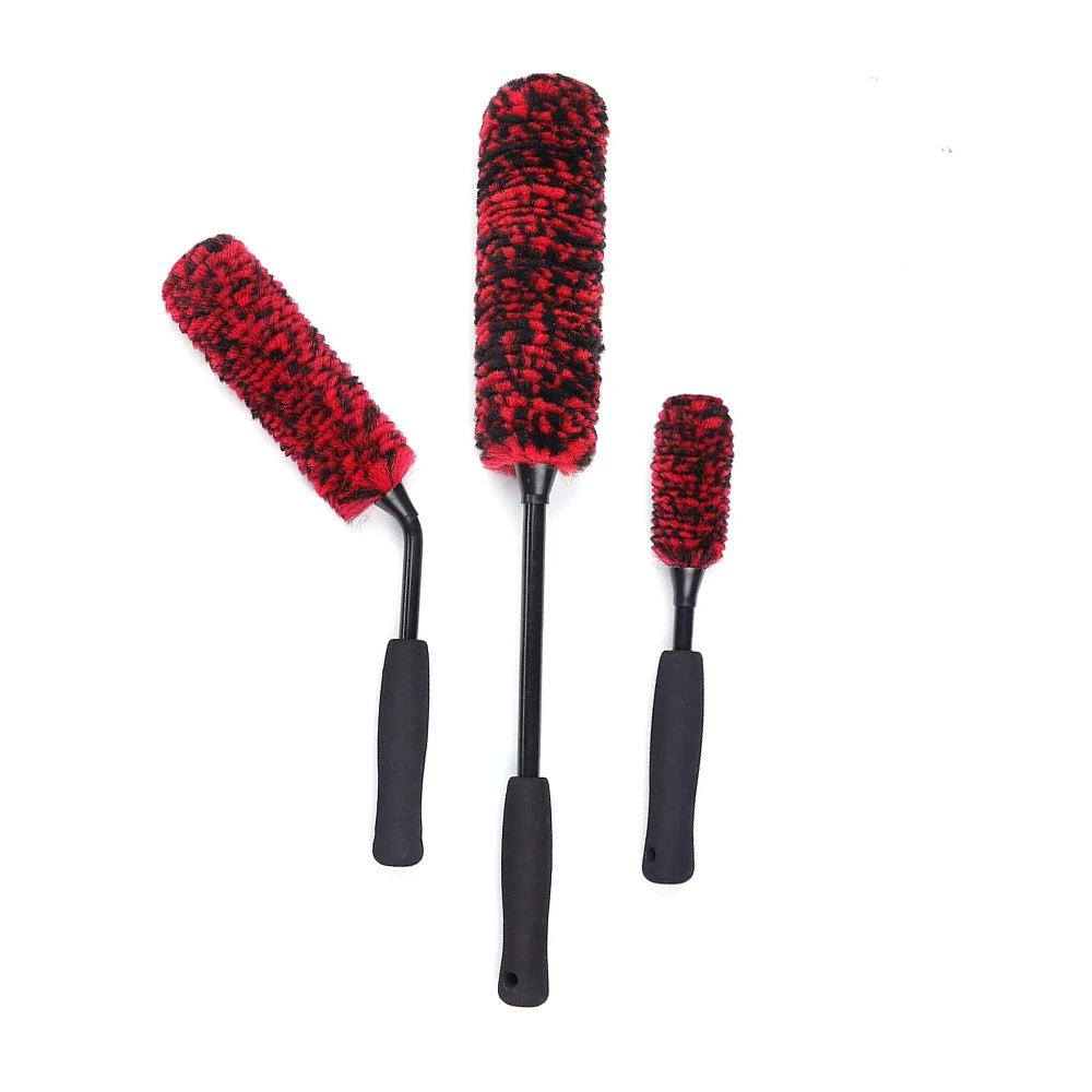Synthetic Wool Wheel Brush 3pcs Set Soft Bristle Car Cleaning Brush
