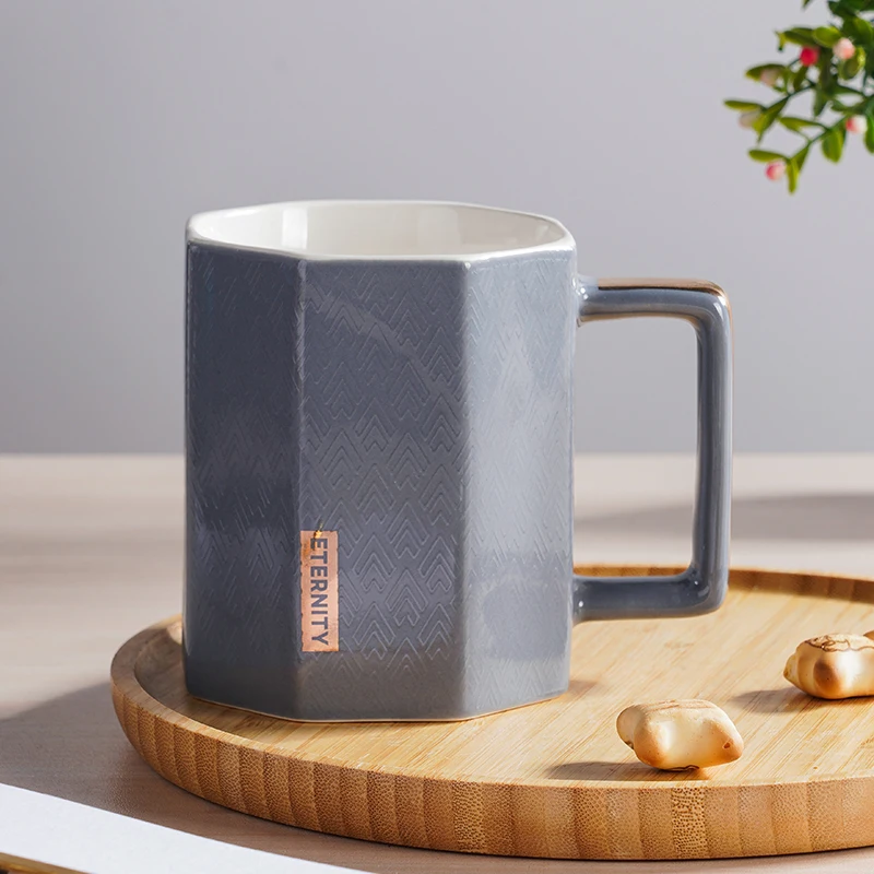 Creative Gold Polygon Ceramic Coffee Mug Porcelain Juice Drinking Cup Breakfast Coffee Milk Teacup