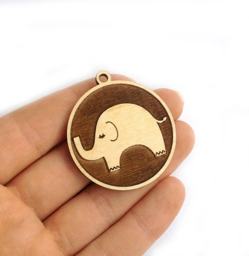 Hot Sale Factory Customize Laser Cut Engraved Animal Wooden Charms Gift Accessories