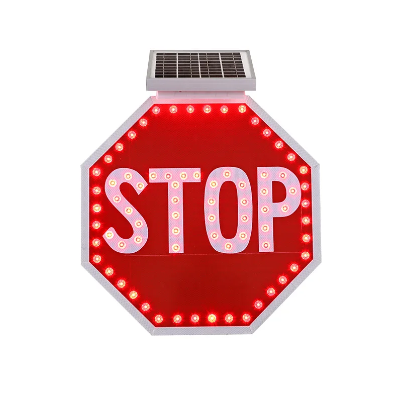 ALLTOP led flashing traffic warning solar panel powered road safety signs with reflective film