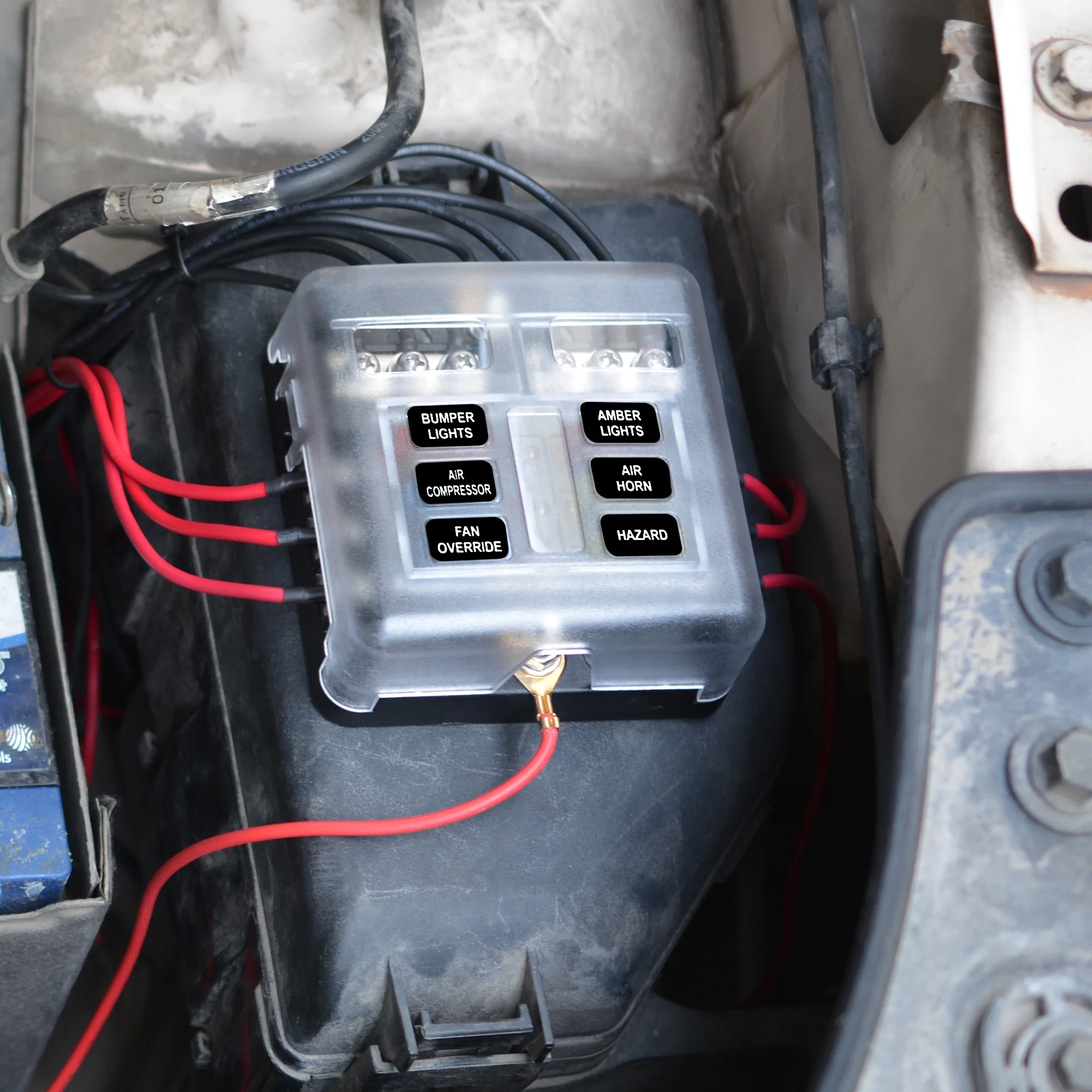 Waterproof Car Boat 12V 6 Way Blade Fuse Block  Box With Warning Indicator