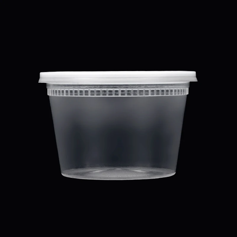 Прозрачный одноразовый пищевой контейнер 16 унций с печатью логотипа под заказ, пластиковая миска для супа с крышкой