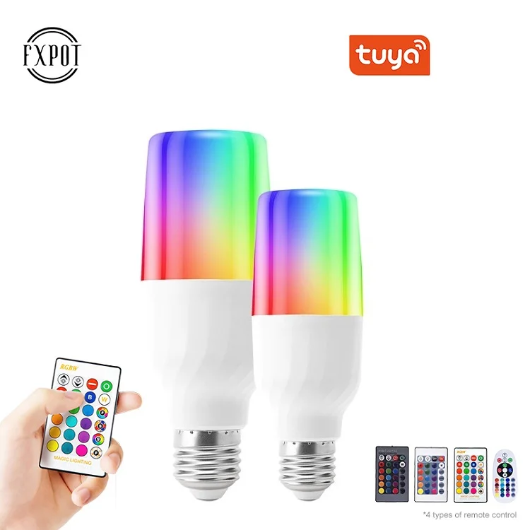 Fxpot Alexa Google Home T Shape E26 E27 B22 15 Вт Tuya умный пульт дистанционного управления RGB Светодиодная лампа