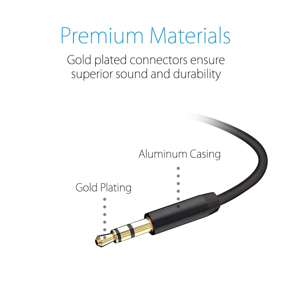 Factory oem odm Audio Cable 3.5mm 24K Gold Plated Wholesale 3.5mm Stereo Jack Aux Audio Cable