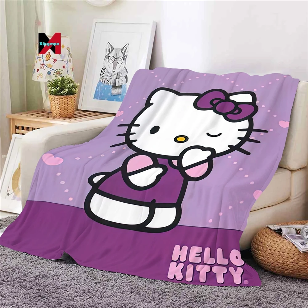 Factory direct supply 3D printed flange fleece padded double air conditioning blanket baby KT cat can be fixed pattern