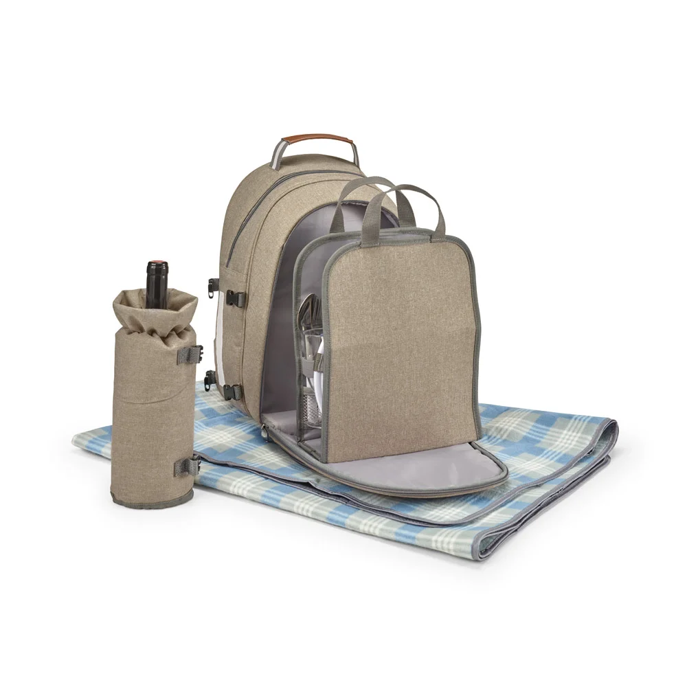Large capacity Polyester picnic backpack set for 4 with Cooler compartment picnic blanket