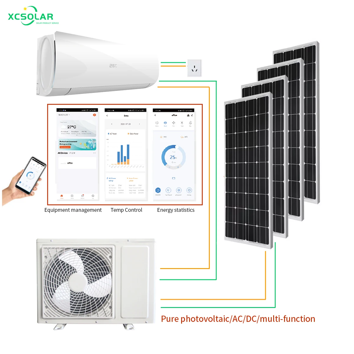 Cheap Price 12000 BTU Hybrid Split Solar Air Conditioner For Home Inverter Solar AC DC Hybrid Air Conditioner With MPPT