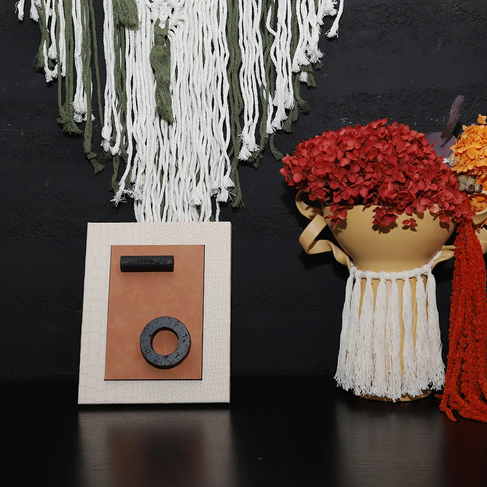 Modern Simple Resin Leather Photo Frame in Orange Beige for Living Room Bedroom Decor Elegant Table Decoration