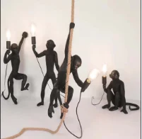 Designer Creative  Resin Hemp Rope Wall Lamp Bedroom Bar Coffee Shop Unique Modern table Lamp  Corner monkey shape hanging light