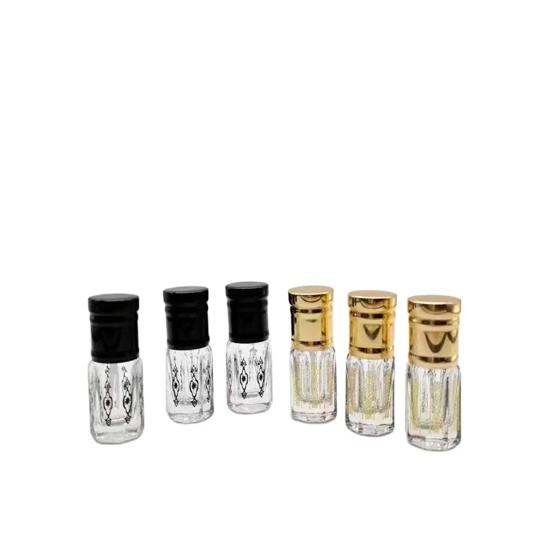 6Ml 3Ml 12ml oud essential oil roller bottle custom serum octagonal attar glass roll on bottle