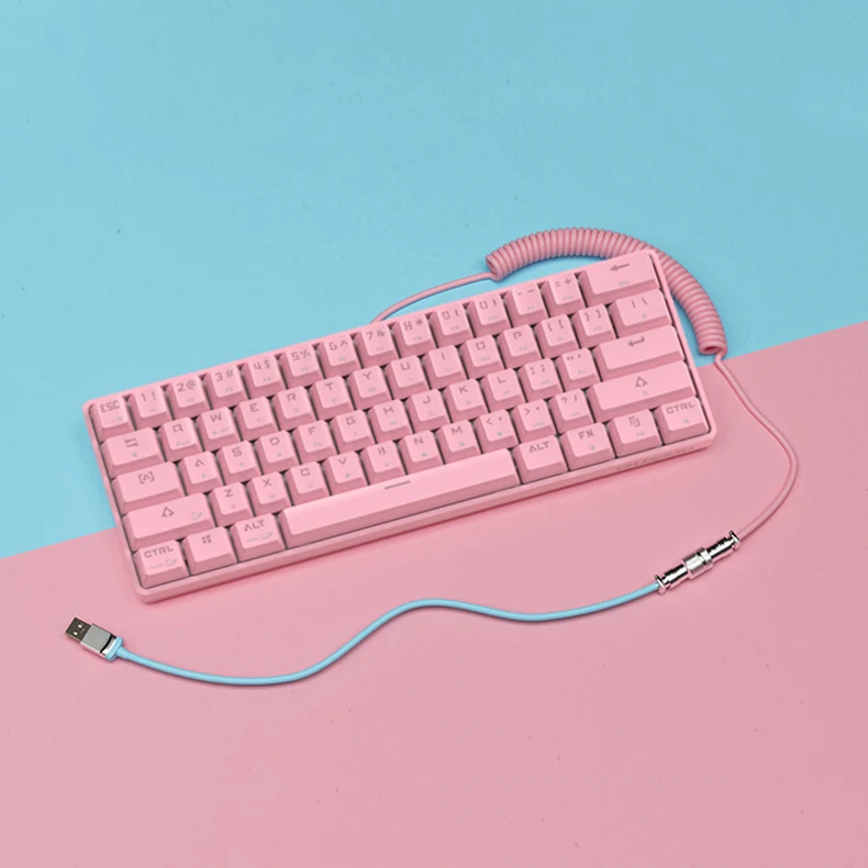 OEM Custom USB Type C Paracord D88 Tab Coil Coiled Mechanical Keyboard Cable With Aviator Connector