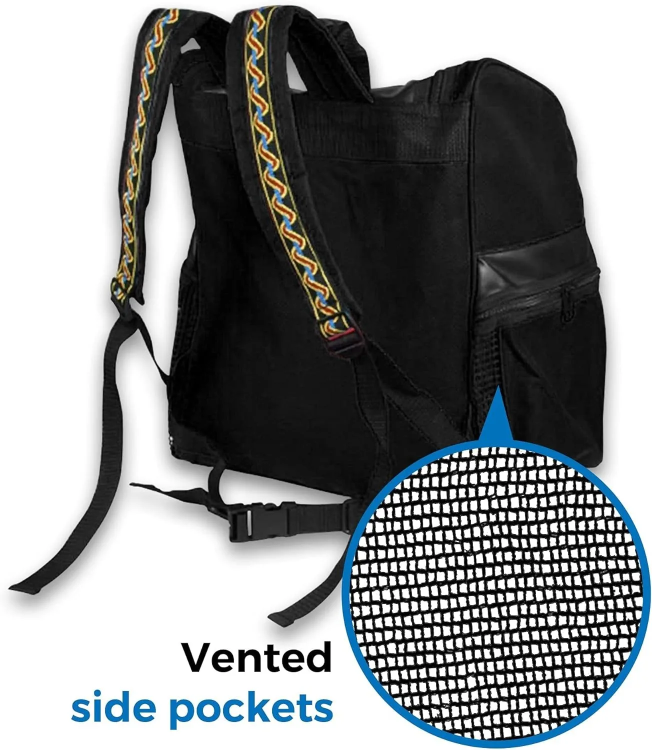 Mesh Beach Bag Backpack with Zipper Bottom Sport Gym Backpack for Swimming Beach Pool and Travel Patent Design Black Backpack