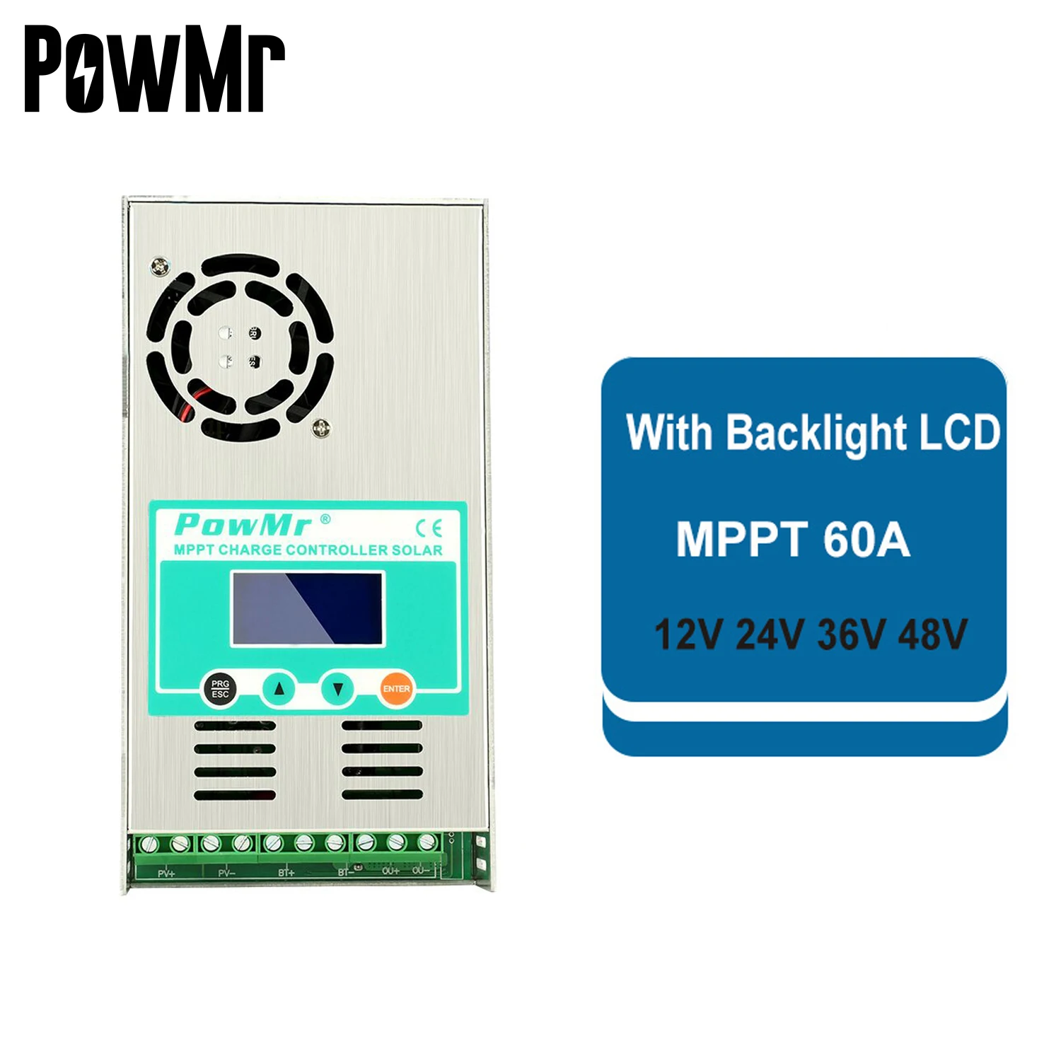 PowMr MPPT 60A 50A 40A 30A Solar Charge and Discharge Controller 12V 24V 36/48V Auto for Max PV 150VDC Lead Acid Lithium Battery