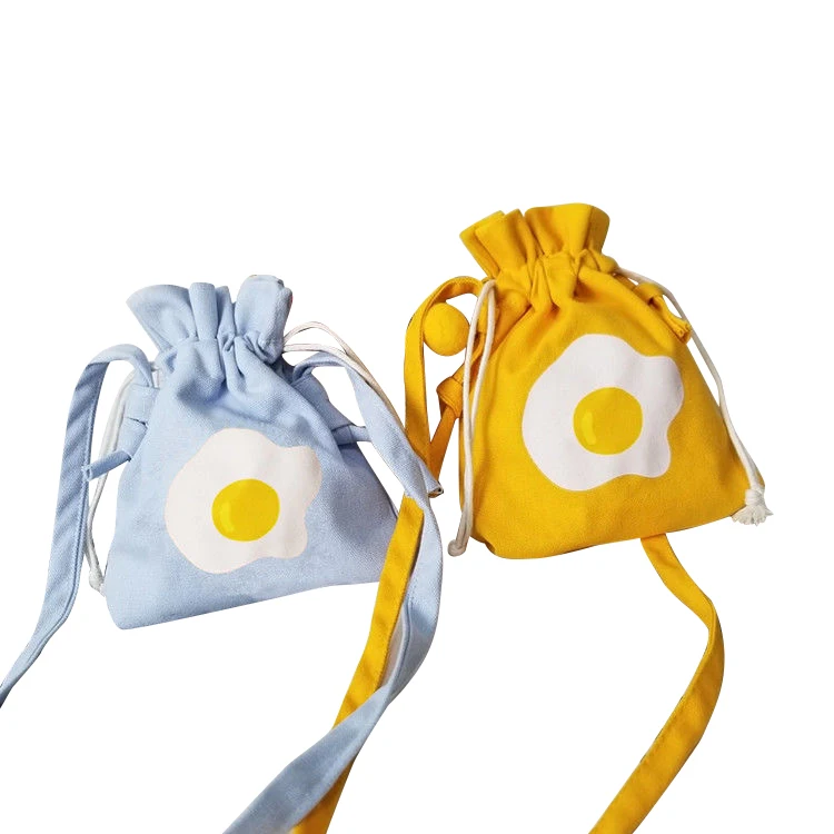 huahao custom logo personalized colorful soft fabric calico canvas cotton drawstring bag with double string