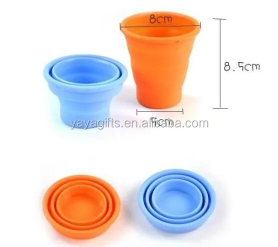 custom design portable and food grade collapsible cups travel silicone folding mug