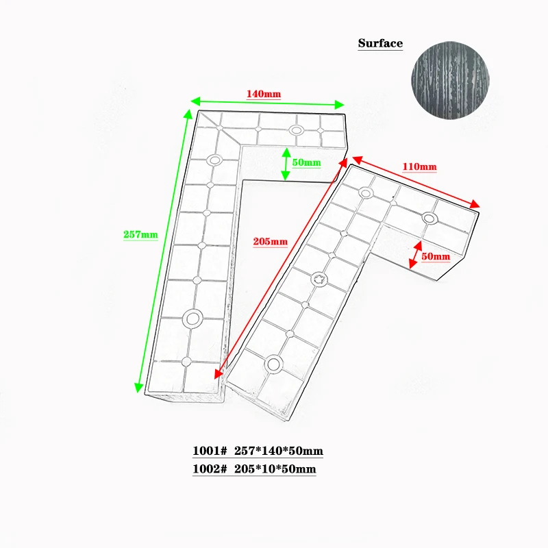 Popular L Type Leg Black Square Plastic Cabinet Strong Support Furniture Leg Extenders Wood Grain Plastic Pvc Sofa Leg