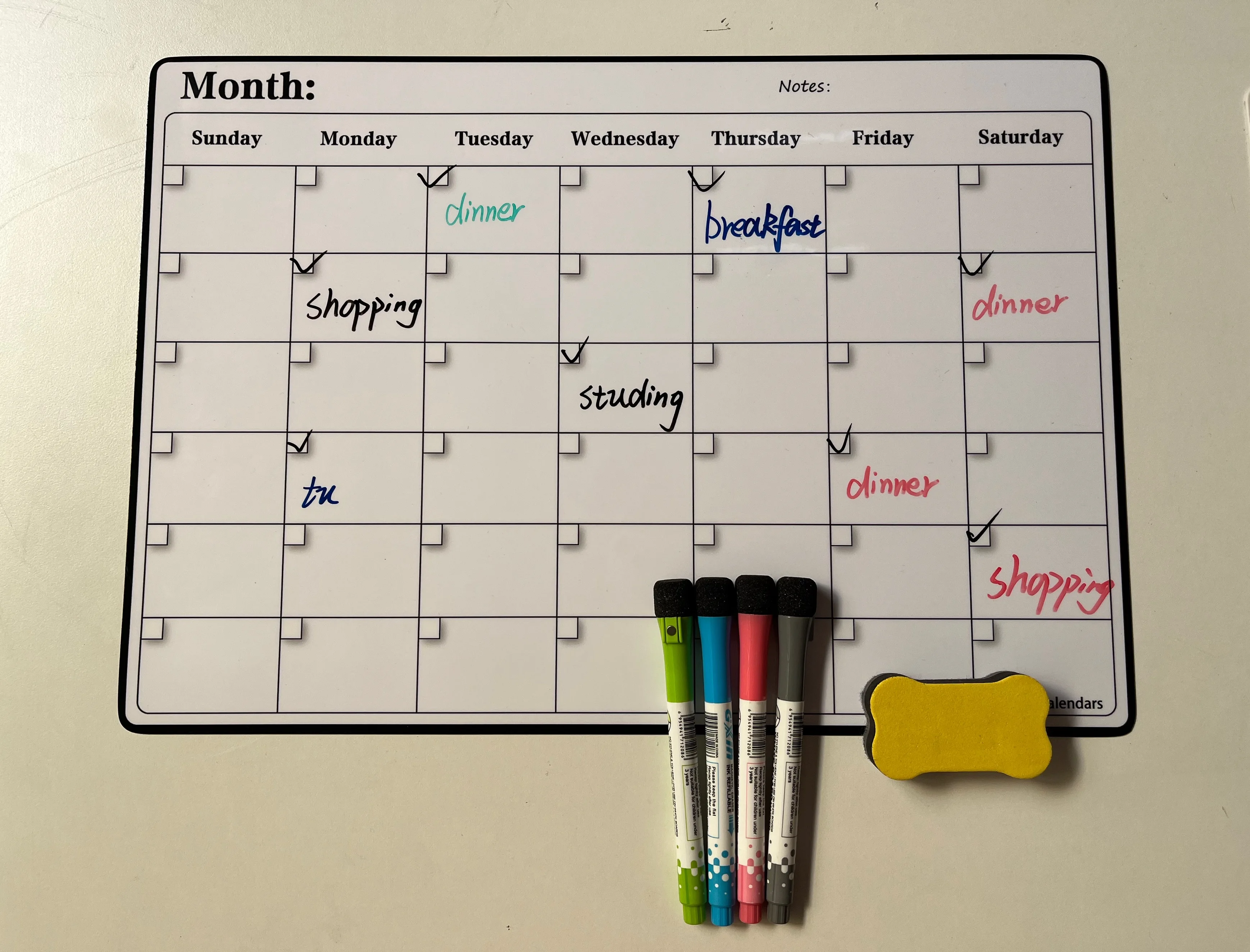 Custom Design Dry Erase Board For Fridge Magnetic Monthly Weekly Daily Calendar Whiteboard Stickers