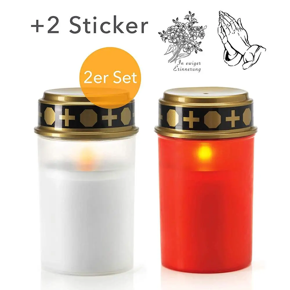 
IP44 waterproof LED grave candle light outdoor flickering LED memorial red eternal grave candle light 