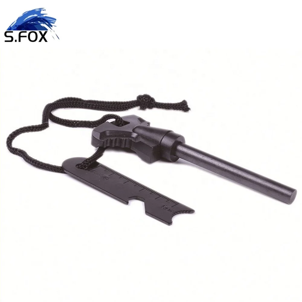 Emergency camping survival tools fire starter flint butterfly-shaped handle ferro rod striker fire resistant steel