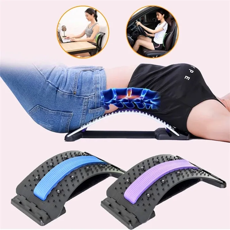 Multi-level magnet therapy spine lumbar traction support orthopedic neck back stretcher massager for pain relief