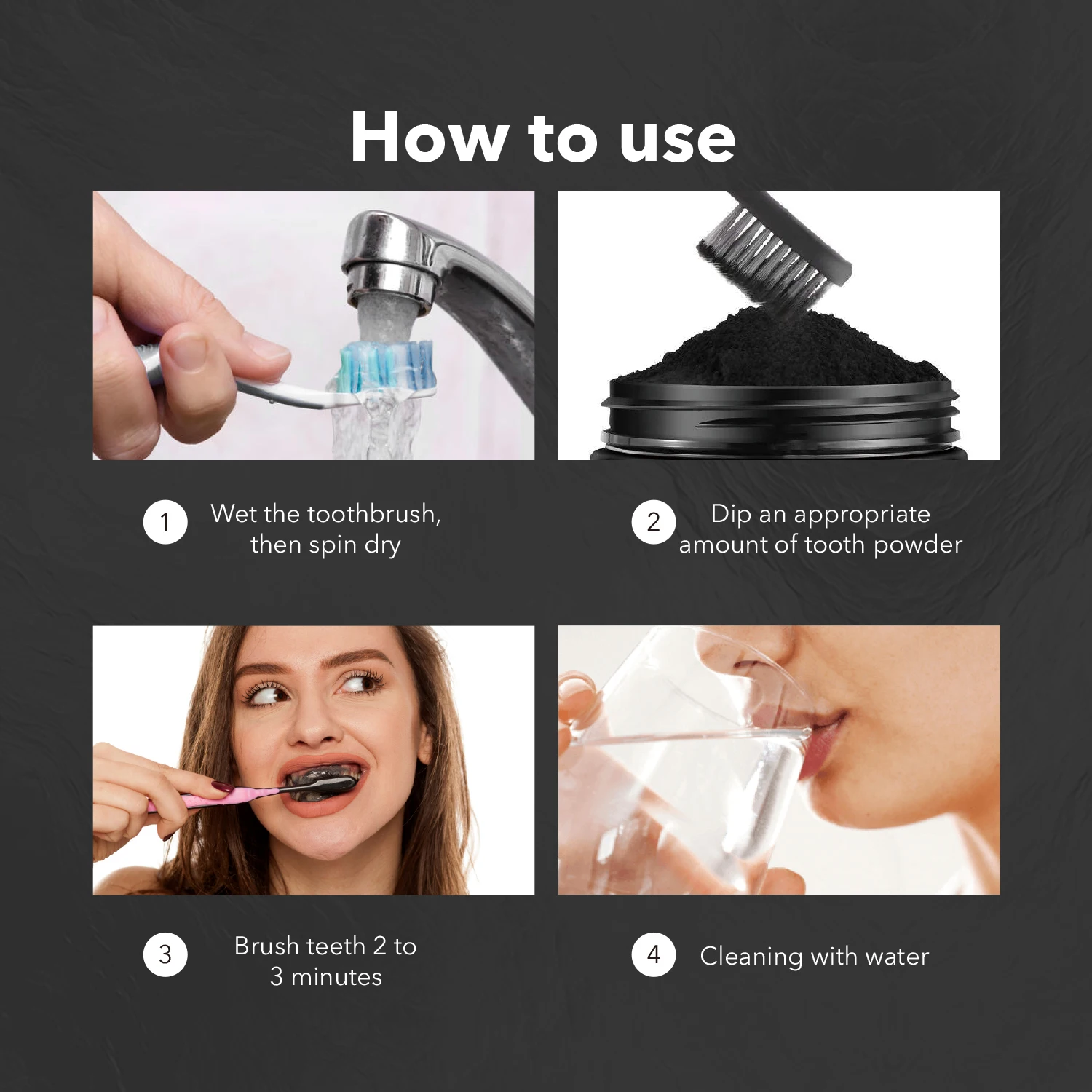 100% Natural Organic Activated Coconut Shell Charcoal Teeth Whitening Bleaching Tooth Powder