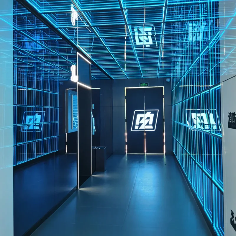 Factory Supply 3D Infinity Led Mirror glass neon illuminated sign Infinite Mirror electronic sign for decoration