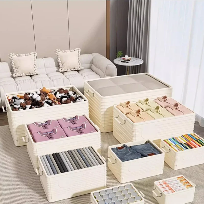 Wannuo Large plastic clothing storage box Folding cube storage boxes Lid plastic storage box for clothes and bedding