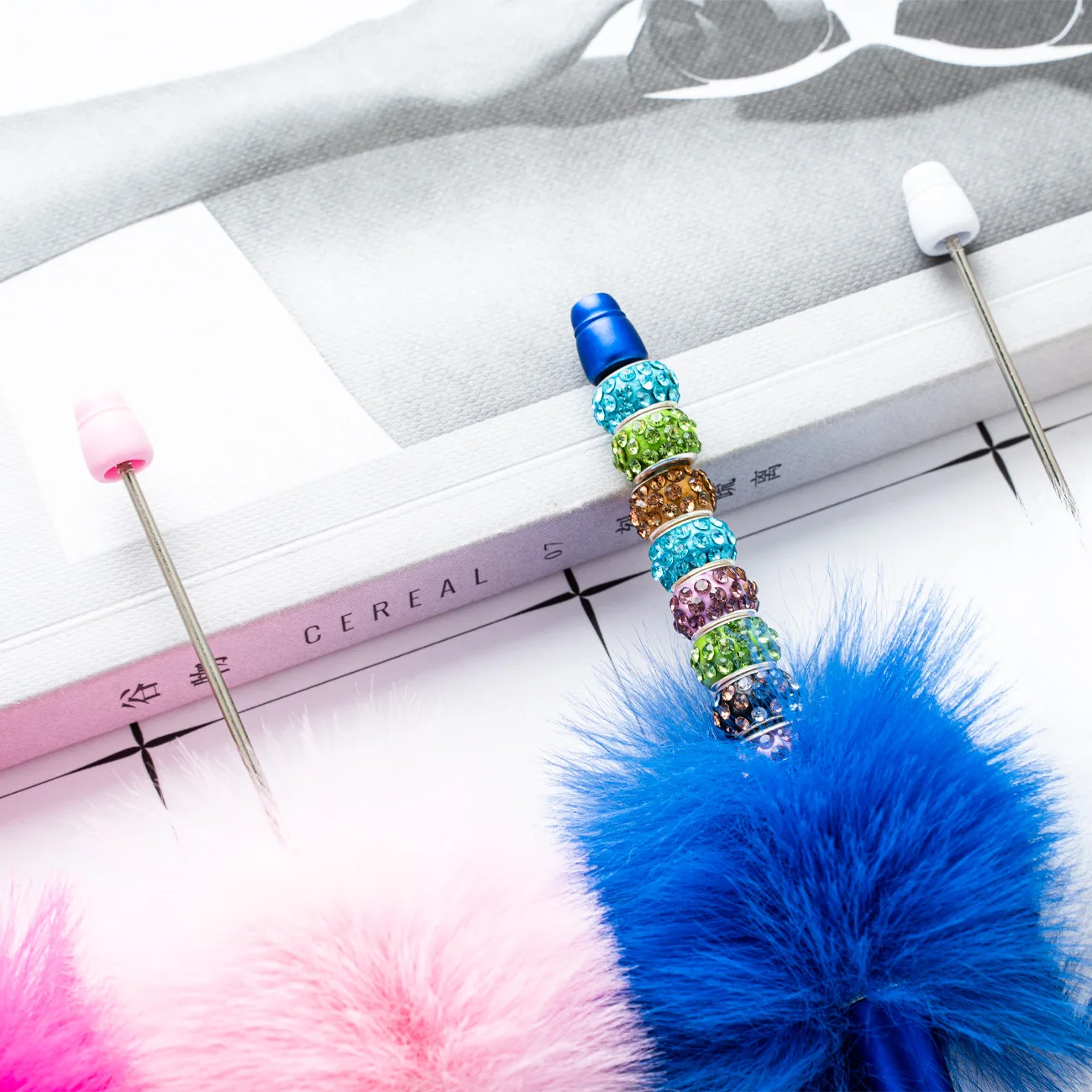 DIY Bead pen multi color Glitter ballpoint pen Diamond Bead gift Pen with custom logo