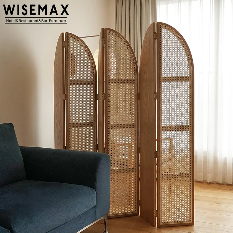 WISEMAX FURNITURE Nordic wooden Indonesia retro partition screen home hotel entrance decorative folding screen