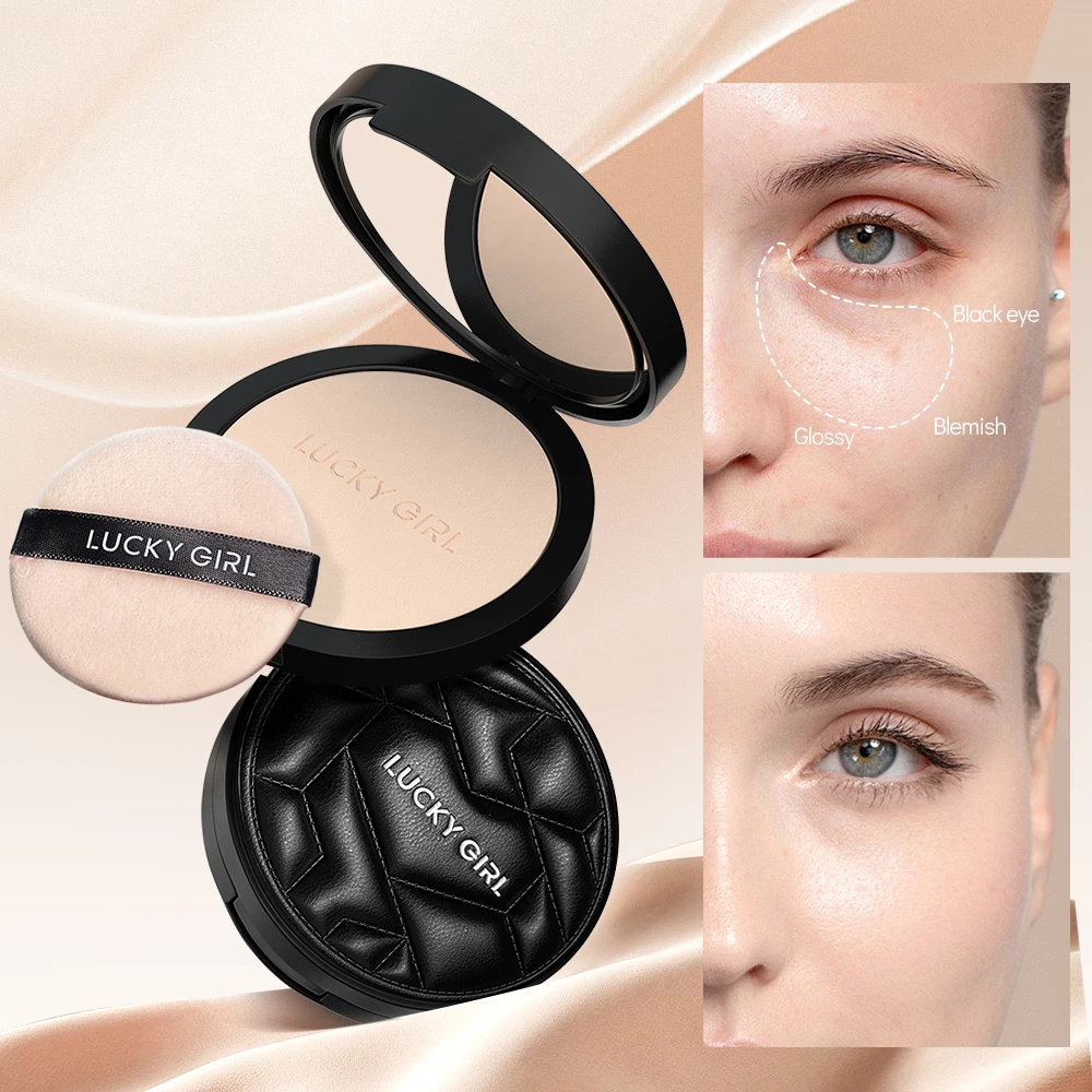 Lucky Girl Wholesale Pressed Powder Waterproof Oil Control Face Makeup Powder 10g 2 Color High Quality Light Luxury Face Powder