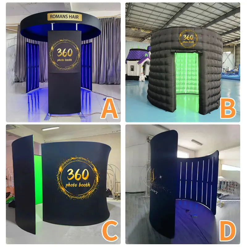 Customized Black cube tent for Wedding Party photo booth Enclosure frame inflatable photo booth backdrop