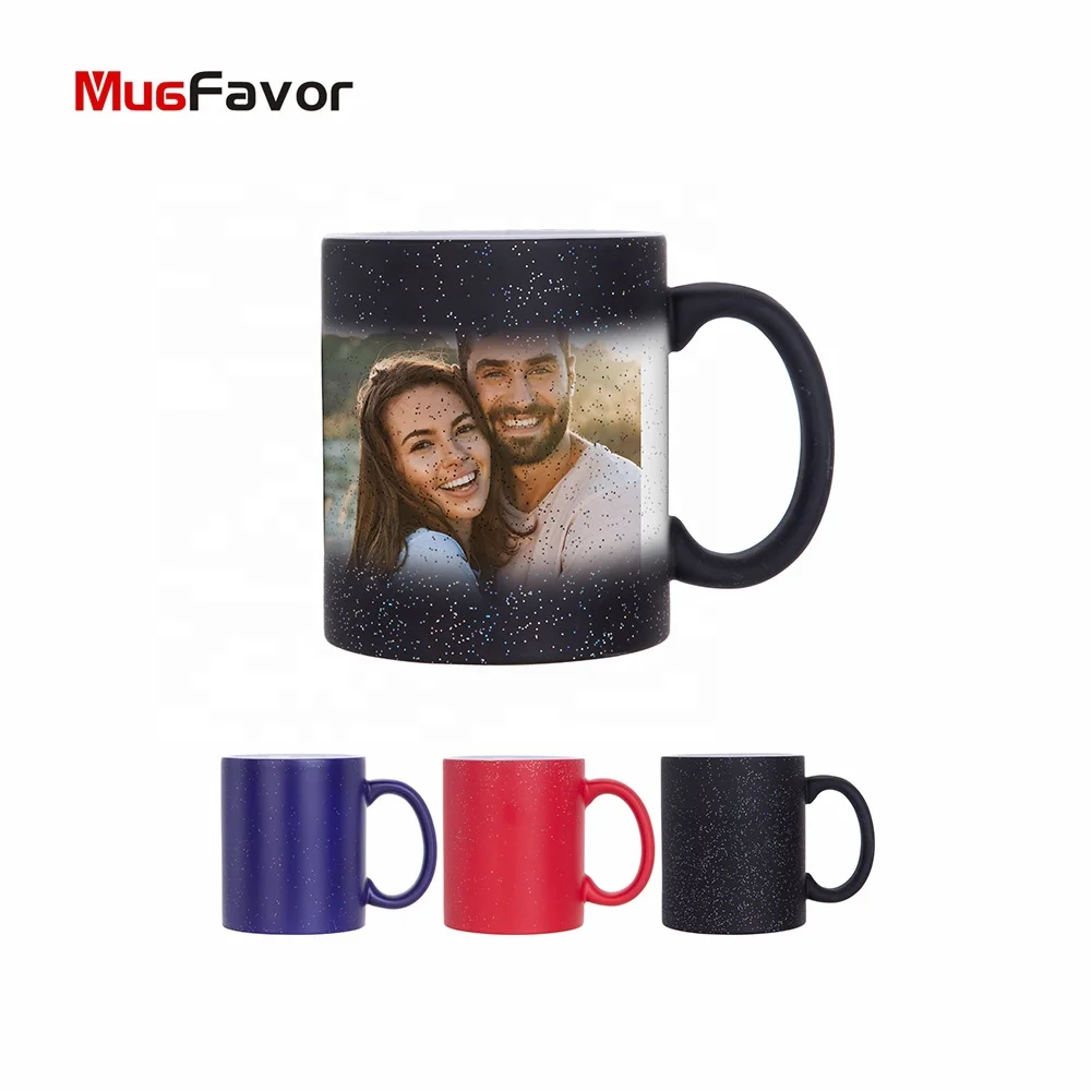 MugFavor Wholesale Custom Personalized Black Ceramic Heat Sensitive Magic Color Changing Coffee Mugs for Sublimation MBS11M-SS