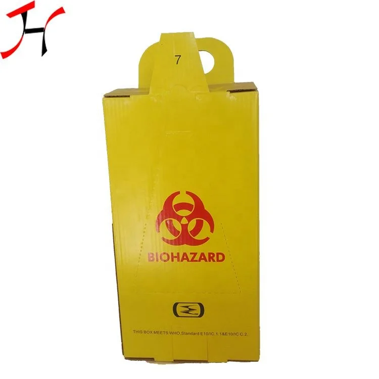 Economic Safety Box Medical Waste Container Paper for Disposal Syringe and Needle Recyclable Varnishing Embossing Accept