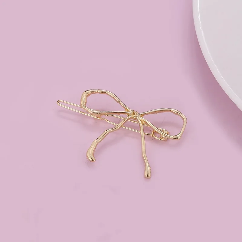 Hot Sale Elegant Bow Hair Clips Temperament Fashion Irregular Metal Hair Clip Hair Accessories Custom