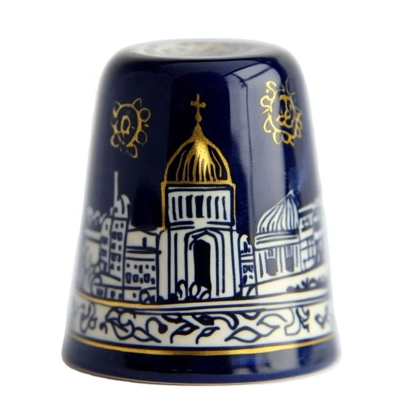 Wholesale custom resin thimble souvenir gift printing exclusive pattern ceramic thimble