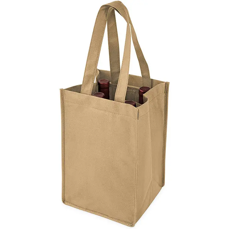 Оптовая продажа, многоразовая прочная Нетканая сумка для винных бутылок с принтом на заказ