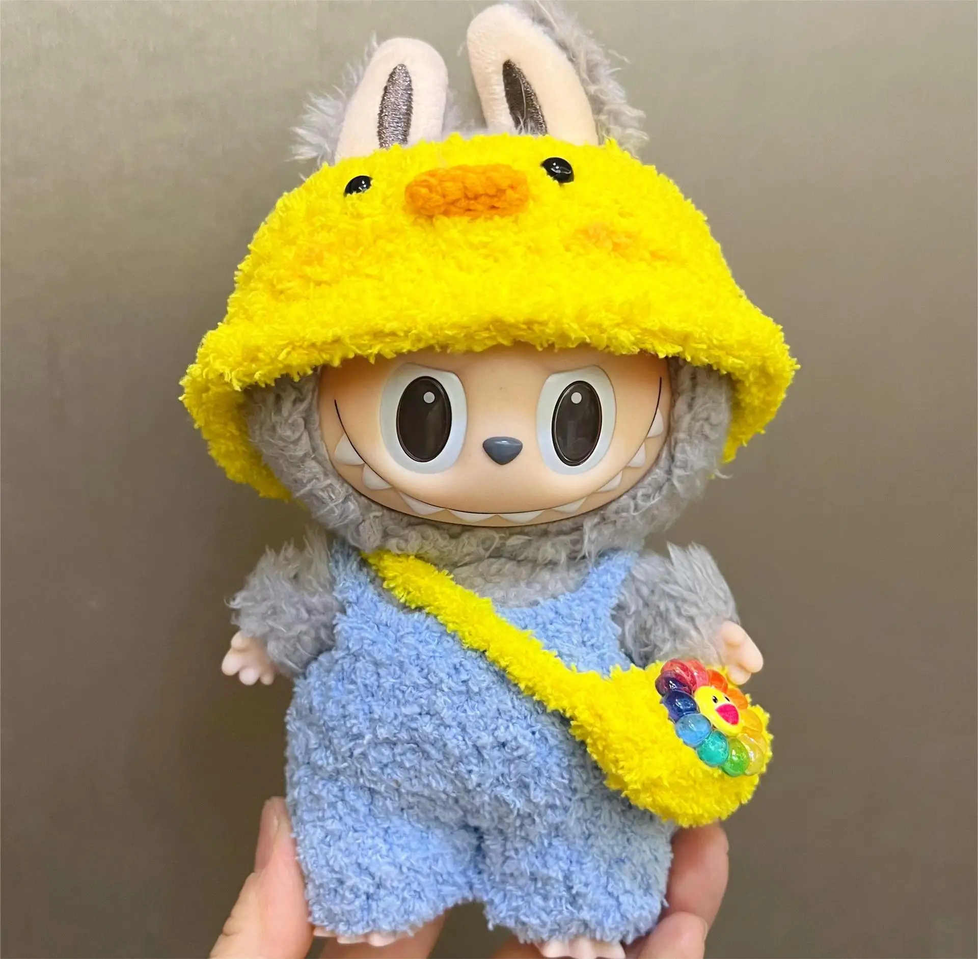 Only Clothes 17cm Labubu doll handmade Decoration cloth Sweater Toy Cloth Colorful Suit Set Labubu Cartoon Dress