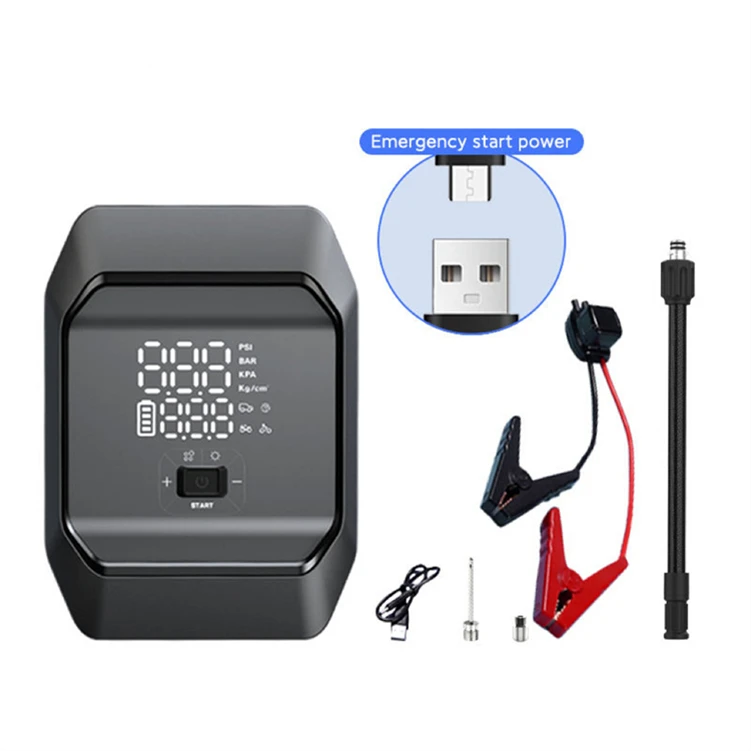 Outdoor Emergency Tool Strong Power Led Light Portable Touch Screen Car Battery Jump Starter Tyre Inflator For Car 4 Wheel
