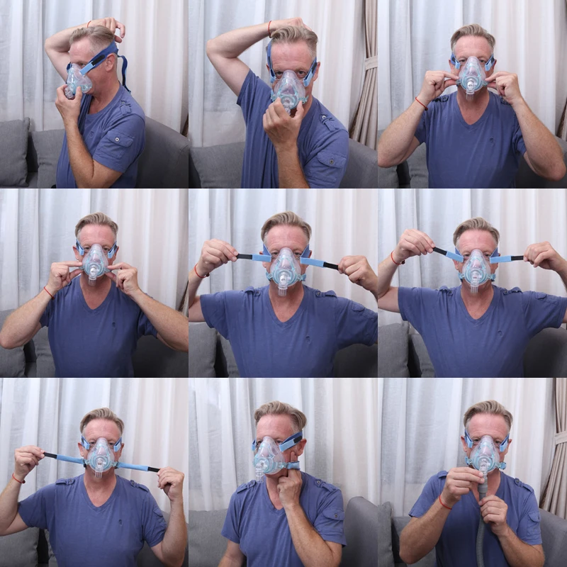 
NA-01A Silicone CPAP Nasal face shield for BMC Resmed Respironics OSHAS CPAP machine with blue cpap headgear straps 