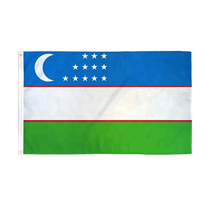 National Flag Outdoor Flying Flag Double Stitching With Two Grommets Uzbekistan Flags