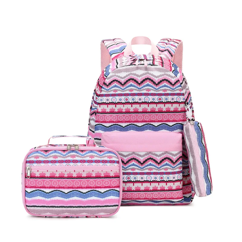 Hot Cute Printing 3Pcs Set Children Kids School Bags And Lunch Bag Set Large Capacity Book Bags For Primary Student Backpack