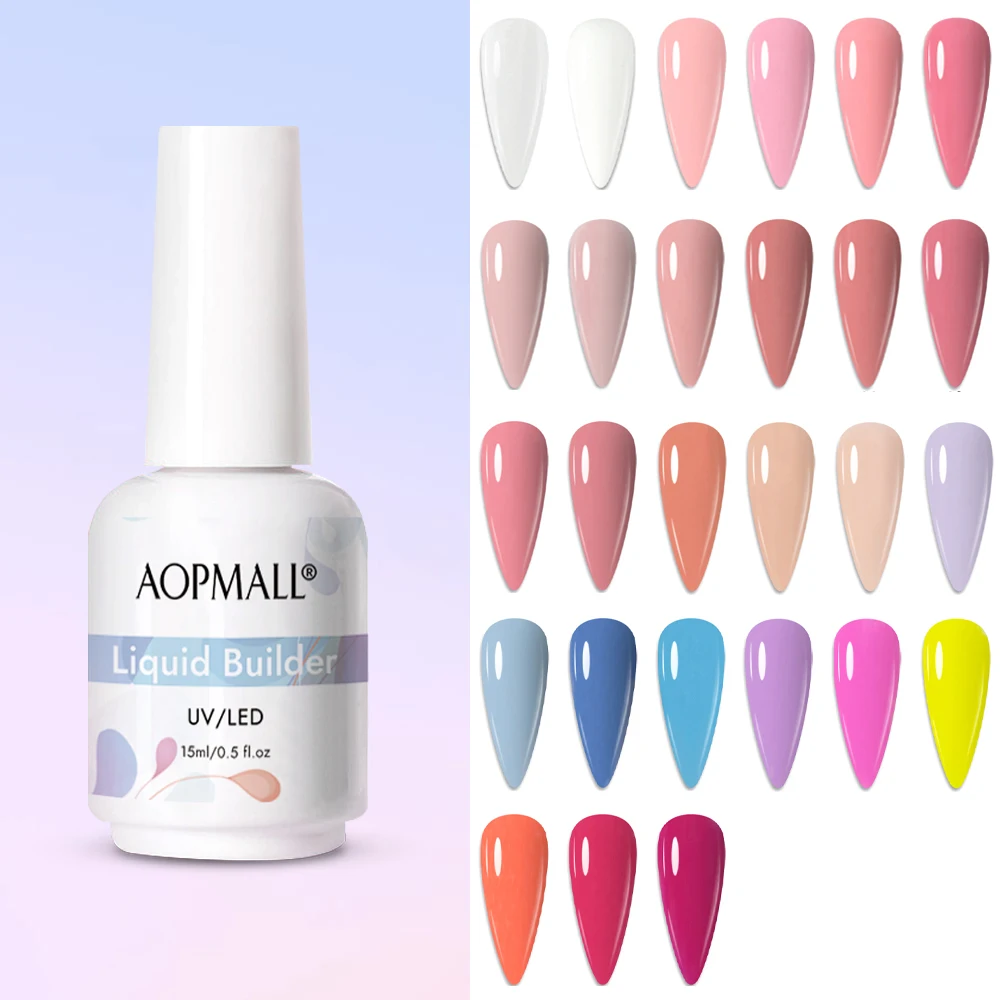 Aopmall Brush on Builder Nail Gel in a Bottle Kit Builder Clear White Pink Nudes Nail Extension Kit