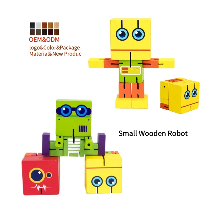 YUCI Factory small Magic Transform Car Shape-Shifting Autobots Distortion Toys Deformation Wooden Transform Cube Robot for kids