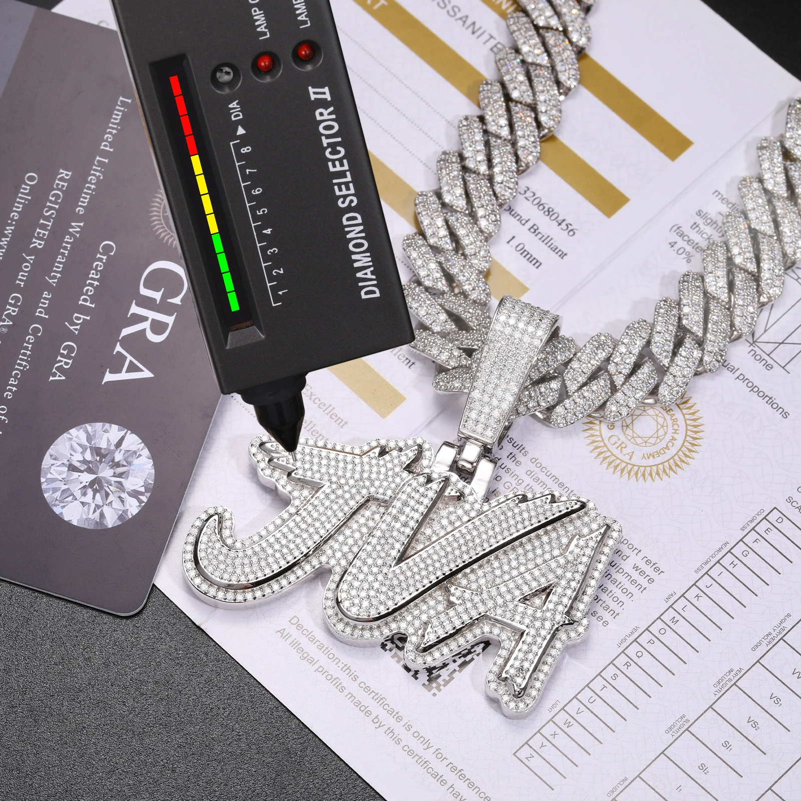 Pass Diamond Tester Moissanite Iced Out Letter Pendant 925 Sterling Silver Rapper Gift Hip Hop Jewelry Custom Name Necklace